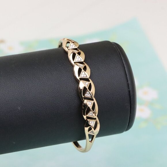 Elegant Rose Gold Bangle with Geometric Triangle Detailing, XPBL0519 - Picture 9 of 12